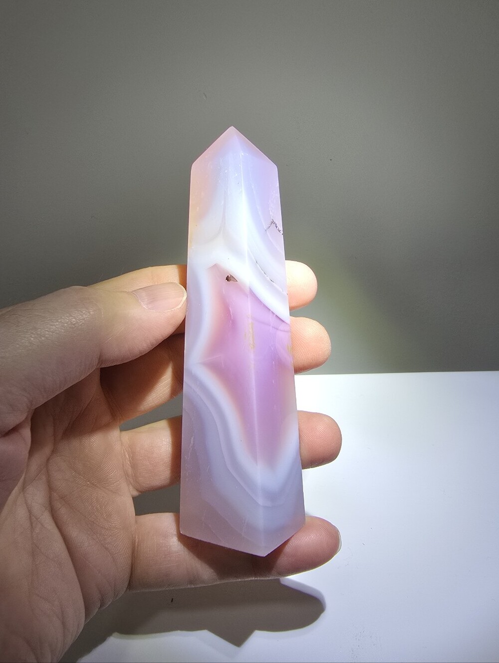 Lavender Banded Agate Crystal Tower aka Cotton Candy Agate